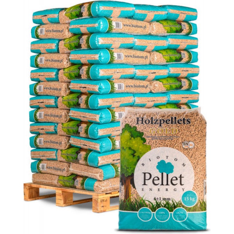 Pellet di legno - 100% legno di conifere con certificazione EN Plus A1 16 sacchi da 15 kg